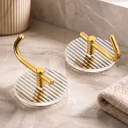 Nalepovací vešiak GLAMOUR  ROUND / Zlatá brúsená