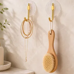 Nalepovací vešiak GLAMOUR  ROUND / Zlatá brúsená