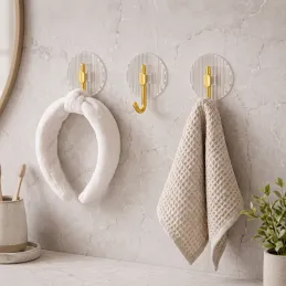 Nalepovací vešiak GLAMOUR  ROUND / Zlatá brúsená