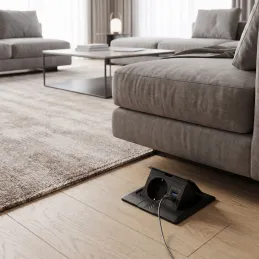 Výklopná zásuvka do podlahy FLOOR LUX SCHUKO 1x230V + USB A-C / Čierna