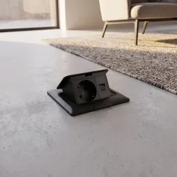 Výklopná zásuvka do podlahy FLOOR LUX SCHUKO 1x230V + USB A-C / Čierna