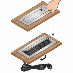 Výklopná zásuvka AMBIENTE SCHUKO 3x230V + USB A-C / Nerez
