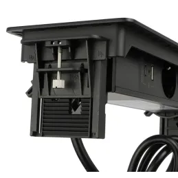 Výklopná zásuvka AMBIENTE SCHUKO 3x230V + USB A-C / Čierna matná