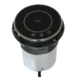 Automatická výsuvná zásuvka AMBIENTE SCHUKO 3x230V + USB A-C so svetlom a nabíjaním / Čierne sklo