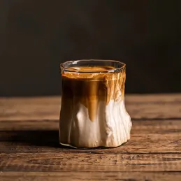Borosilikátový pohár na kávu WOOD 300 ml / Transparent