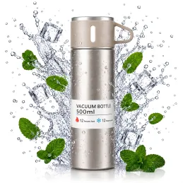 Nerezová termoska s pohárom THERMIO 500ml / Béžová