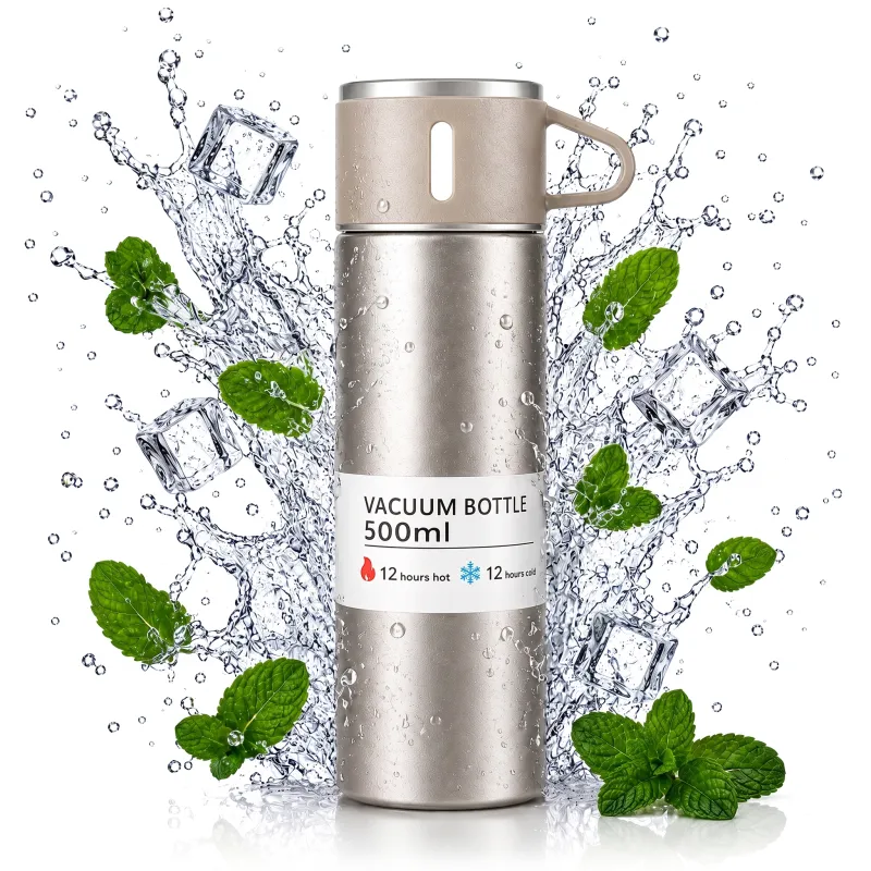 Nerezová termoska s pohárom THERMIO 500ml / Béžová