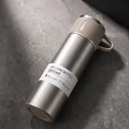 Nerezová termoska s pohárom THERMIO 500ml / Béžová