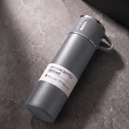 Nerezová termoska s pohárom THERMIO 500ml / Šedá