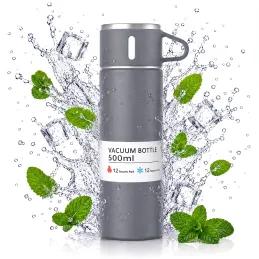 Nerezová termoska s pohárom THERMIO 500ml / Šedá