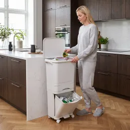 Odpadkový kôš SAVA na kolieskach 42L / Biela