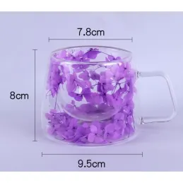 Termo šálka na nápoje s kvetinami FLOWER GLASS 180 ml / Červená