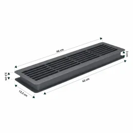 Obojstranná ventilačná mriežka do dverí 430 x 115 mm / Grafit