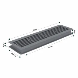 Obojstranná ventilačná mriežka do dverí 430 x 115 mm / Šedá