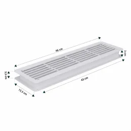 Obojstranná ventilačná mriežka do dverí 430 x 115 mm / Biela matná