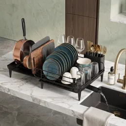 Rozkladací odkvapávač na riad WARD / Čierna matná