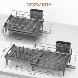 Rozkladací odkvapávač na riad WARD / Šedá