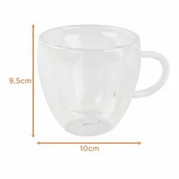 Termo pohár na kávu HEART 240 ml / Transparent