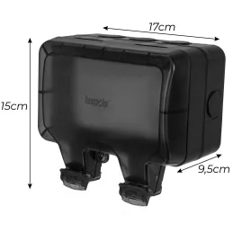 Exteriérová elektrická zásuvka GARDENIA SCHUKO 2x230V / Čierna matná