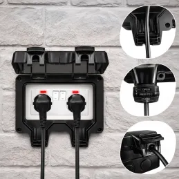 Exteriérová elektrická zásuvka GARDENIA SCHUKO 2x230V / Čierna matná