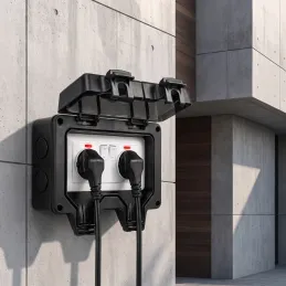 Exteriérová elektrická zásuvka GARDENIA SCHUKO 2x230V / Čierna matná