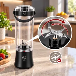 USB elektrický mixér ARIANO na smoothie a kokteily 600 ml / Čierny