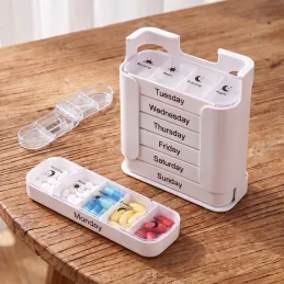 Exkluzívny organizér a dávkovač na lieky s rezačkou na tabletky MEDIS / Biela
