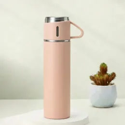 Dizajnová termoska s 3 pohármi 400 ml / Ružová