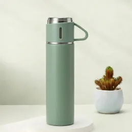 Dizajnová termoska s 3 pohármi 400 ml / Zelená