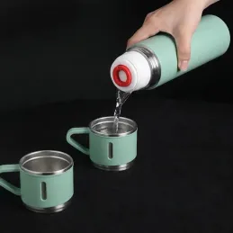 Dizajnová termoska s 3 pohármi 400 ml / Zelená