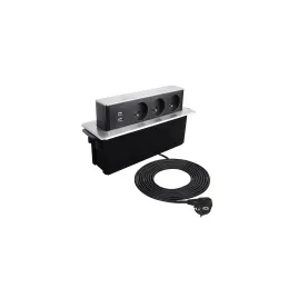 Výsuvná elektrická zásuvka HOPBOX FRENCH / Brúsený hliník