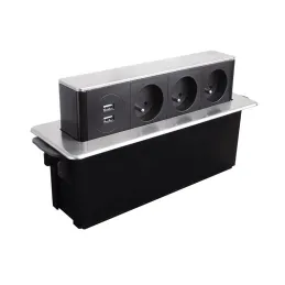 Výsuvná elektrická zásuvka HOPBOX FRENCH / Brúsený hliník